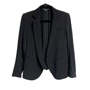 𝅺THEORY Black Wool Silk Spandex Single Button Front Long Sleeve Blazer 0